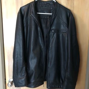 Marc Anthony Black Faux Leather Jacket Sz L